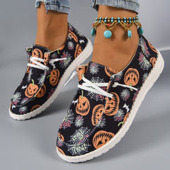 Women's Halloween Pumpkin & Spiderweb Canvas Shoes
