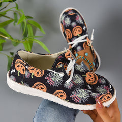 Women's Halloween Pumpkin & Spiderweb Canvas Shoes