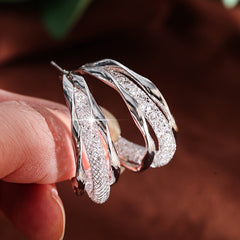 Hip Hop C Shaped Stud Earrings with Zircon Hoops