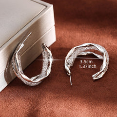 Hip Hop C Shaped Stud Earrings with Zircon Hoops