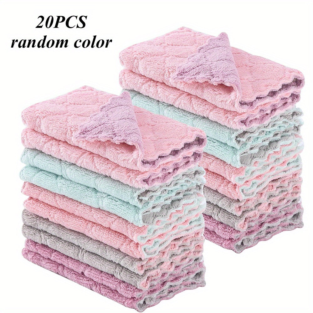 10/20pcs Cleaning Towel Set for Dishes, Daily Use & Camping - 9.4in x 5.5in