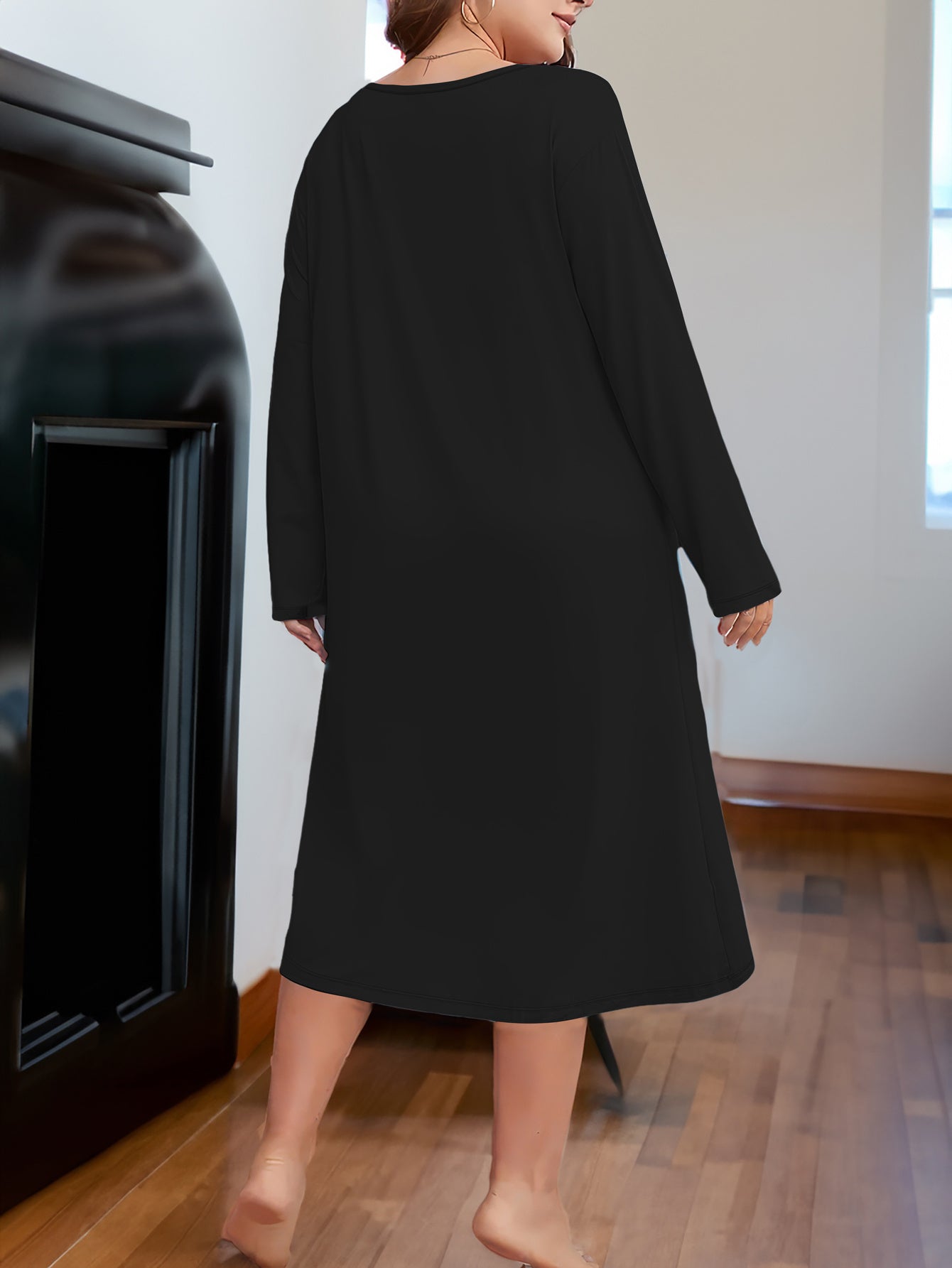 Long Sleeve Number Graphic Tee Dress