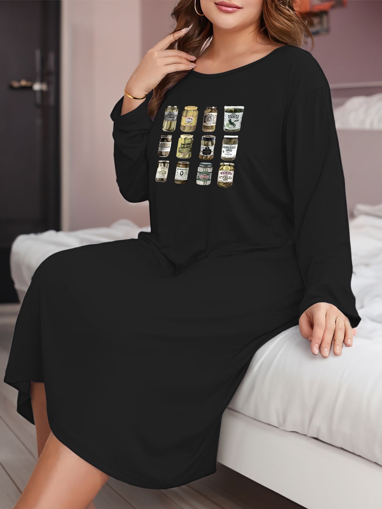 Lounge Dress Women's Cucumber Can Print Nightdress