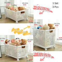 3pcs Plastic Storage Boxes Rectangular Kitchen Storage Box