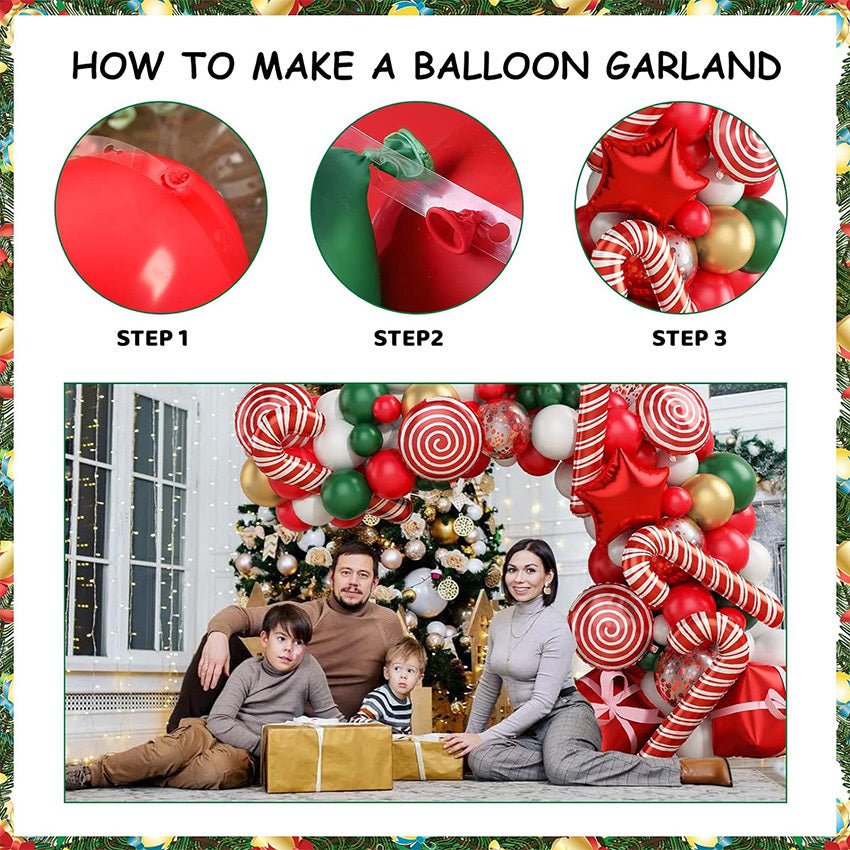 Christmas Balloon Arch Kit with Red and Candy Cane Foil Balloons