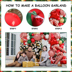 Christmas Balloon Arch Kit with Red and Candy Cane Foil Balloons