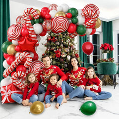 Christmas Balloon Arch Kit with Red and Candy Cane Foil Balloons