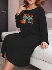 Thanksgiving Lounge Dress Women's Pumpkin & Bridge Graphic Tee