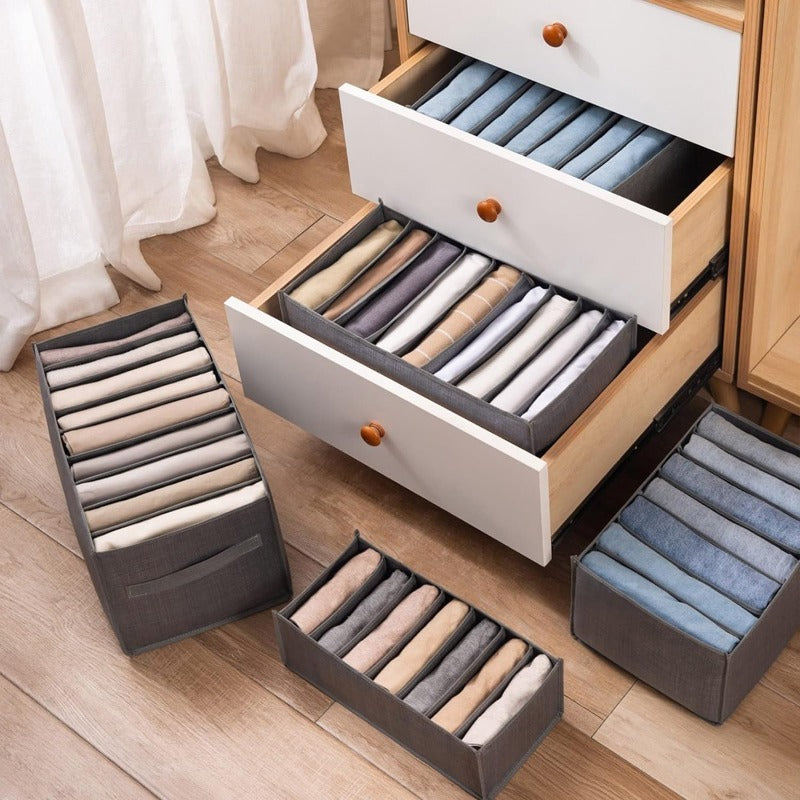 Clothing Storage Compartment Organizer for Jeans, Washable Closet Divider Boxes