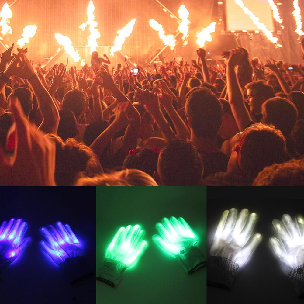2pcs LED Colored Luminous Performance Gloves Hand Bone Luminous Gloves