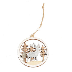 Wooden Elk & Tree Wall Hanging Decoration