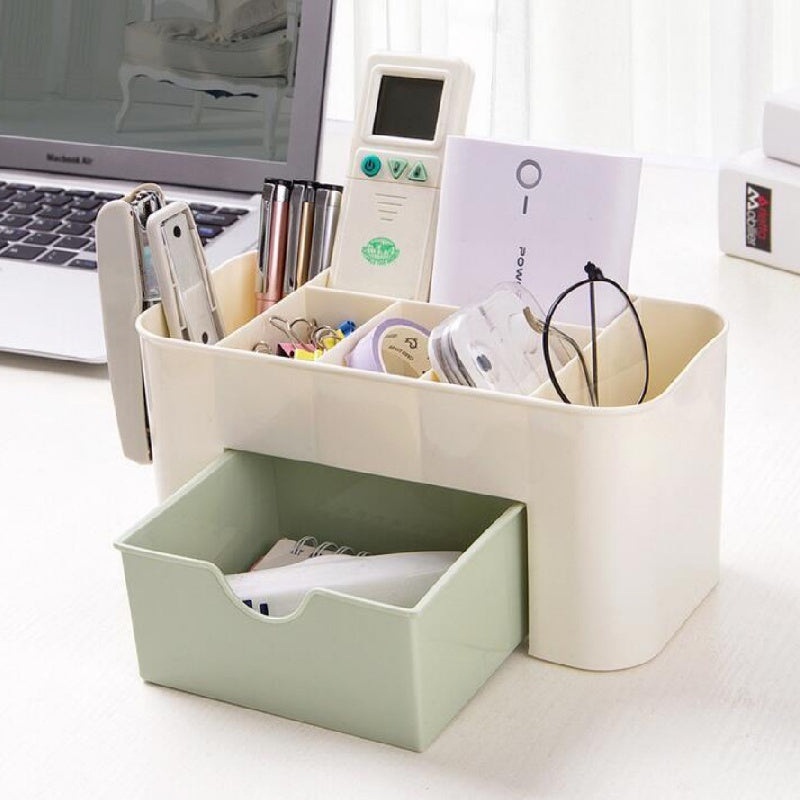 6 Compartment Desktop Storage Box Plastic Organizer Drawer