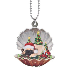 Christmas Shell Dog Pendant Decoration Backpack Keychain Gift
