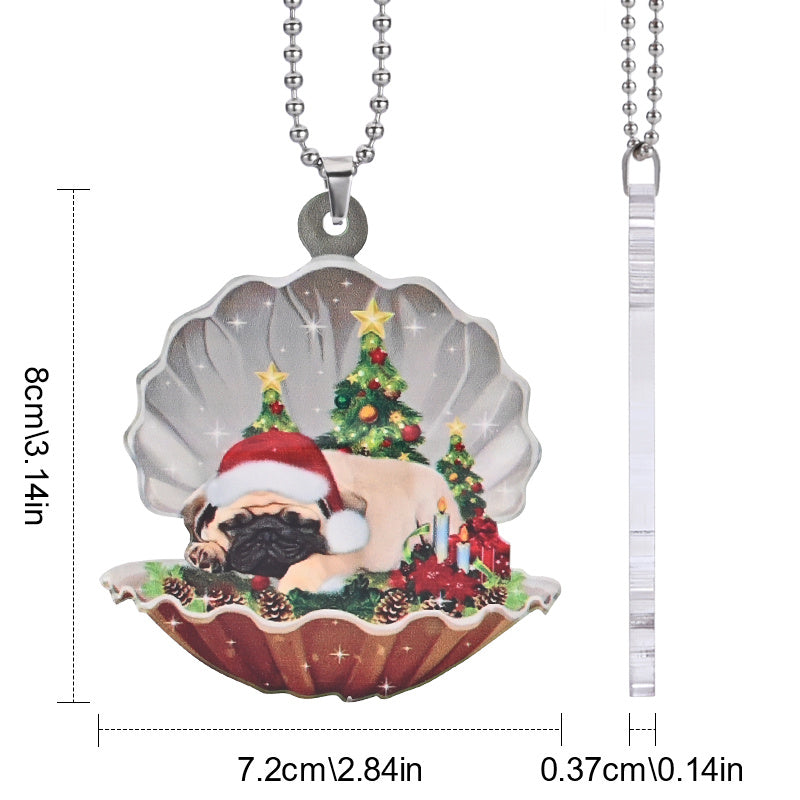 Christmas Shell Dog Pendant Decoration Backpack Keychain Gift