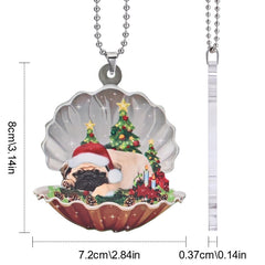 Christmas Shell Dog Pendant Decoration Backpack Keychain Gift