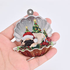Christmas Shell Dog Pendant Decoration Backpack Keychain Gift