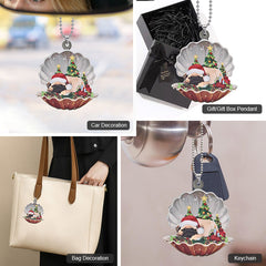 Christmas Shell Dog Pendant Decoration Backpack Keychain Gift