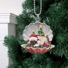 Christmas Shell Dog Pendant Decoration Backpack Keychain Gift