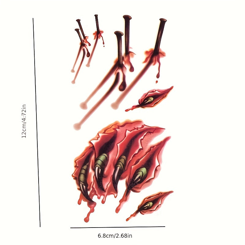 Realistic Gory Halloween Wound Tattoo Stickers (1pc/3pcs/10pcs)