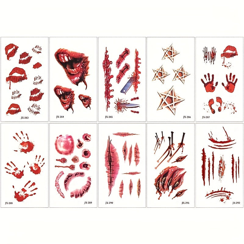 Realistic Gory Halloween Wound Tattoo Stickers (1pc/3pcs/10pcs)