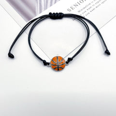 Handwoven Baseball Football Charm Bracelet Adjustable Woven Rope Sports