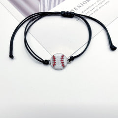 Handwoven Baseball Football Charm Bracelet Adjustable Woven Rope Sports