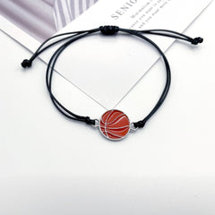 Handwoven Baseball Football Charm Bracelet Adjustable Woven Rope Sports