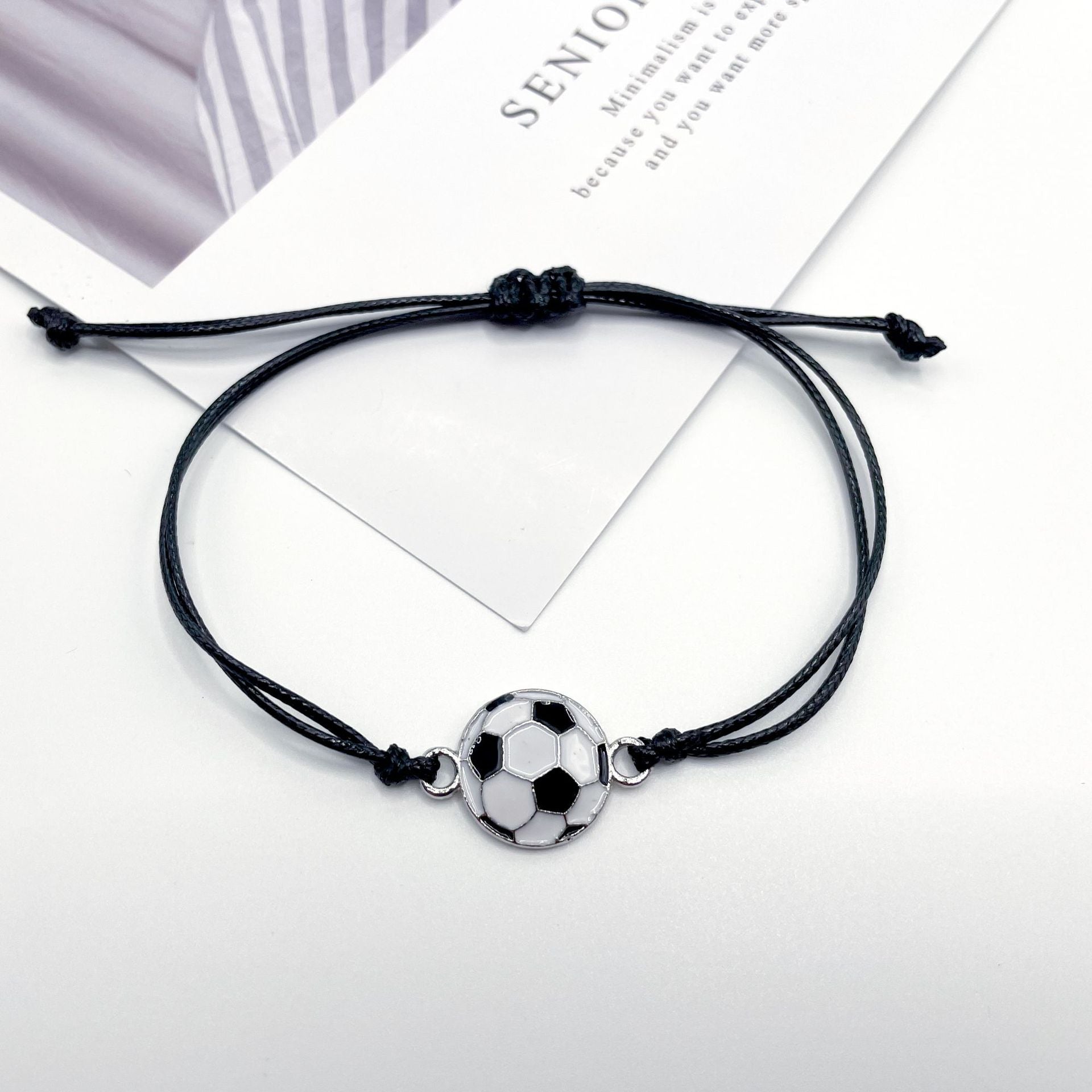 Handwoven Baseball Football Charm Bracelet Adjustable Woven Rope Sports