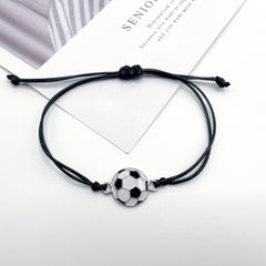 Handwoven Baseball Football Charm Bracelet Adjustable Woven Rope Sports