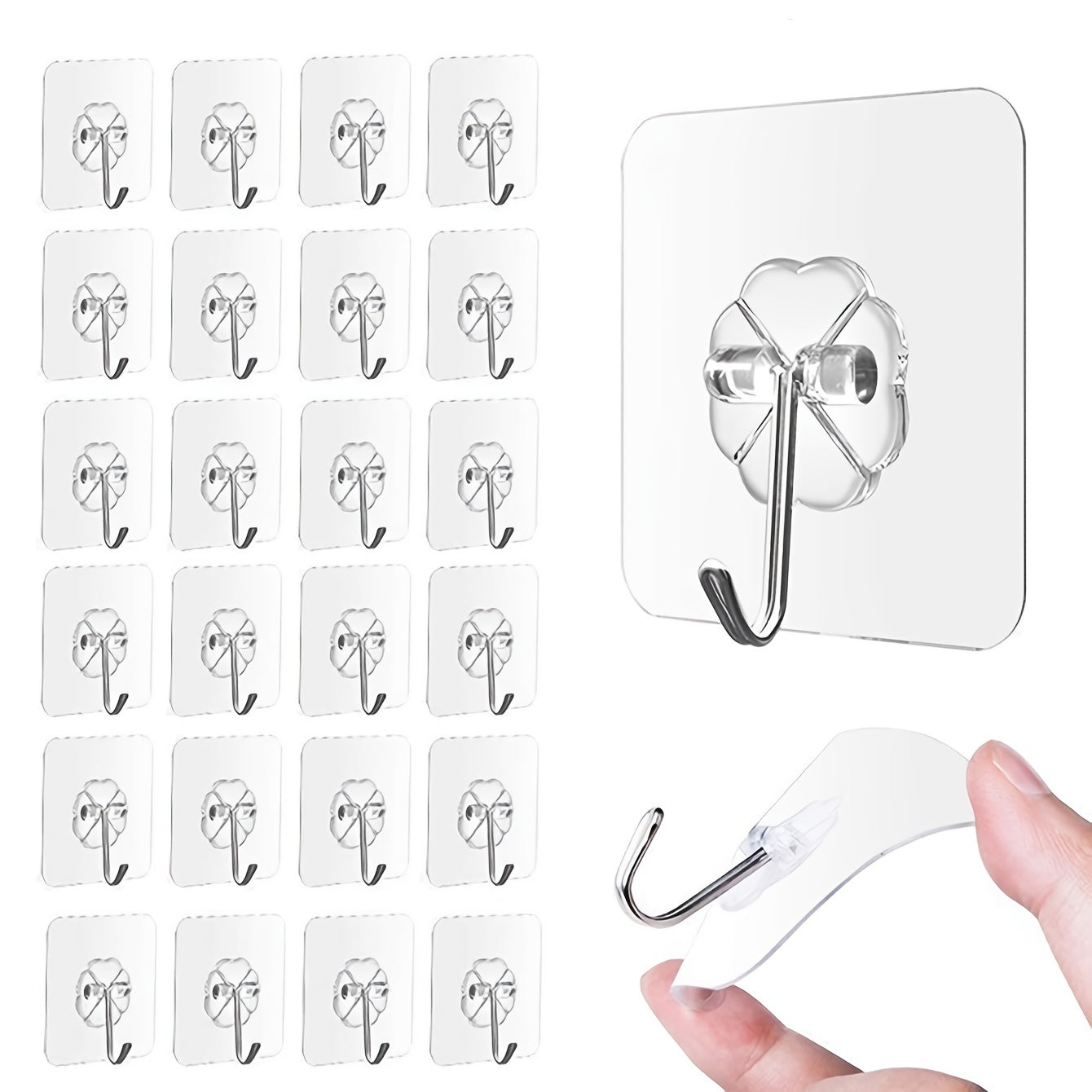 10pcs Adhesive Hooks Stainless Heavy Duty Hooks for Bathroom Kitchen