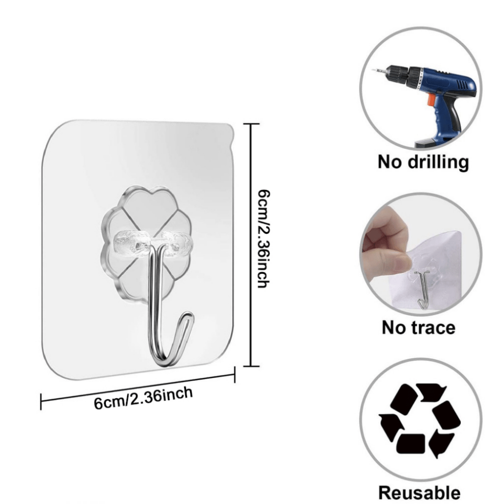 10pcs Adhesive Hooks Stainless Heavy Duty Hooks for Bathroom Kitchen