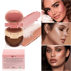 Contouring Blush Palette Highlighter Shadow Cover Blemishes Brighten V Face