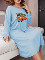 Thanksgiving Loungewear Dress Plus Graphic Print Sleep Dress