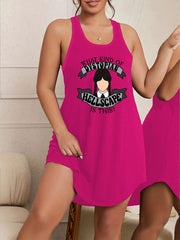 Casual Lounge Dress Women's Plus Cartoon Girl Tank Sleep Dress