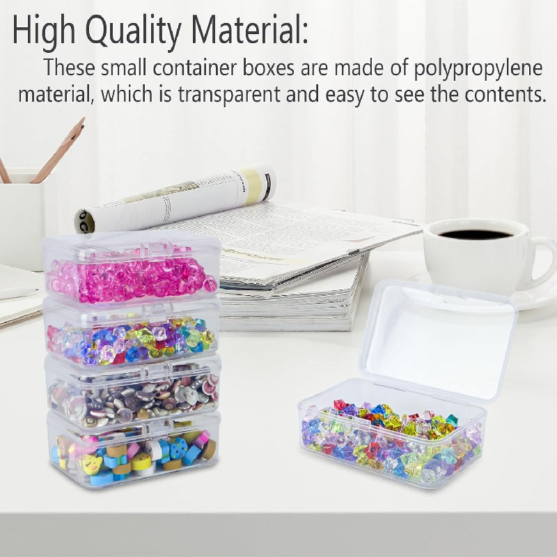 30pcs Small Plastic Bead Storage Containers Transparent Boxes Hinged Lid