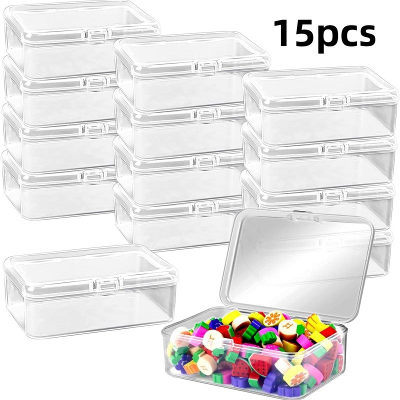 30pcs Small Plastic Bead Storage Containers Transparent Boxes Hinged Lid