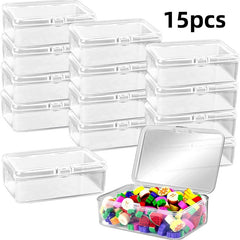 30pcs Small Plastic Bead Storage Containers Transparent Boxes Hinged Lid