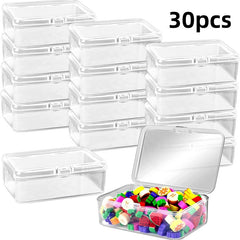 30pcs Small Plastic Bead Storage Containers Transparent Boxes Hinged Lid