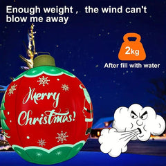 24" PVC Inflatable Christmas Ball with LED Lights - Outdoor Decoration