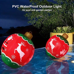 24" PVC Inflatable Christmas Ball with LED Lights - Outdoor Decoration