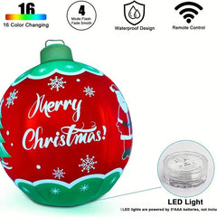 24" PVC Inflatable Christmas Ball with LED Lights - Outdoor Decoration
