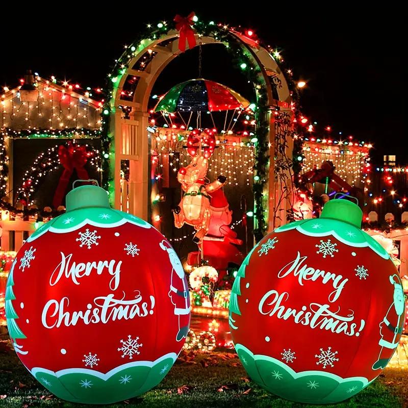 24" PVC Inflatable Christmas Ball with LED Lights - Outdoor Decoration