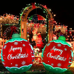 24" PVC Inflatable Christmas Ball with LED Lights - Outdoor Decoration