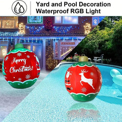 24" PVC Inflatable Christmas Ball with LED Lights - Outdoor Decoration