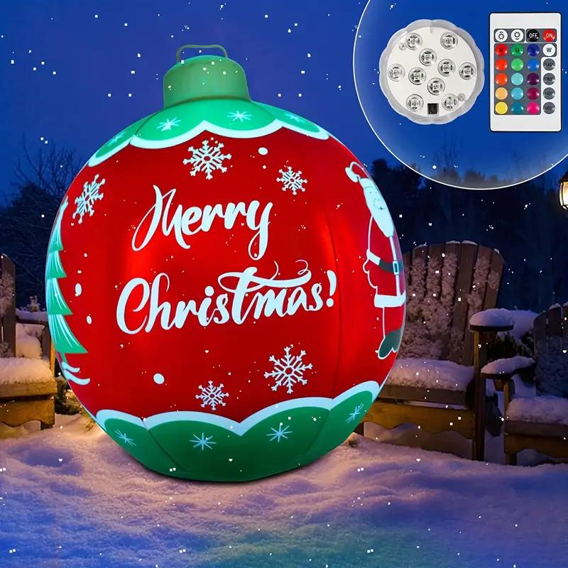 24" PVC Inflatable Christmas Ball with LED Lights - Outdoor Decoration