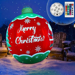 24" PVC Inflatable Christmas Ball with LED Lights - Outdoor Decoration