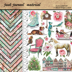 17pcs Retro Sweet Winter Paper Retro Journal for DIY Gift