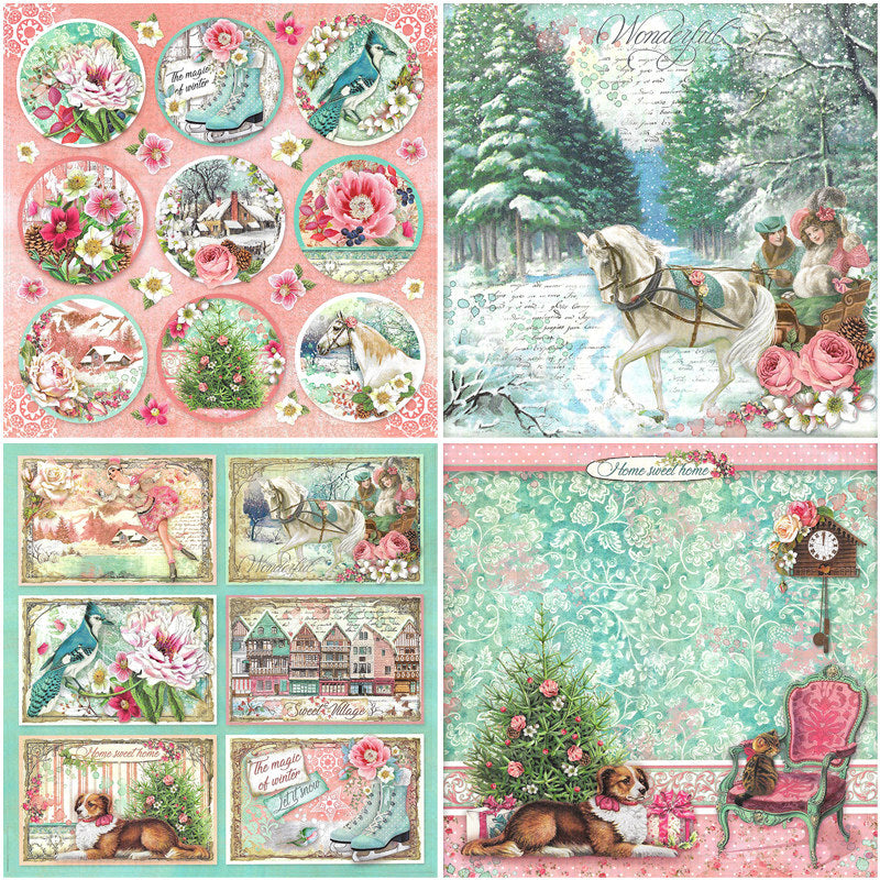 17pcs Retro Sweet Winter Paper Retro Journal for DIY Gift