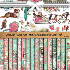 17pcs Retro Sweet Winter Paper Retro Journal for DIY Gift