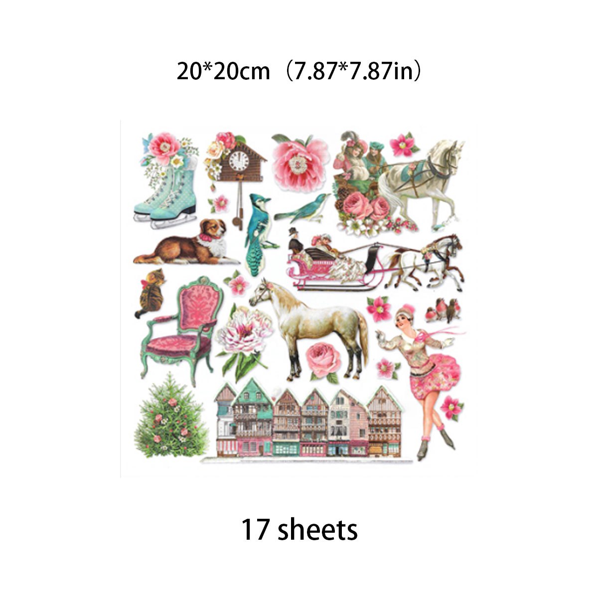 17pcs Retro Sweet Winter Paper Retro Journal for DIY Gift